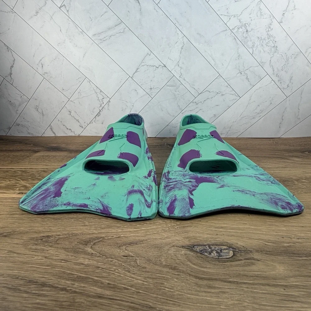 Speedo Kids Youth Swim Fins Size 1-2 Medium Training Flippers Teal Purple